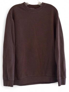 H&M Men's Chocolate Brown Ribbed Crewneck Sweatshirt Sweater Size Large